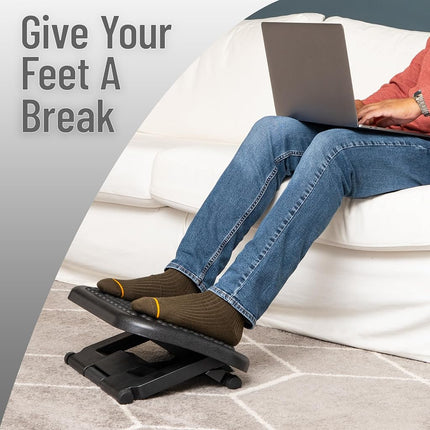 Repose-pieds Mind Reader, sous le bureau au travail, ergonomique, réglable en hauteur, bureau, plastique, 43,2 cm (L) x 33 cm (l) x 15,9 cm (H), noir