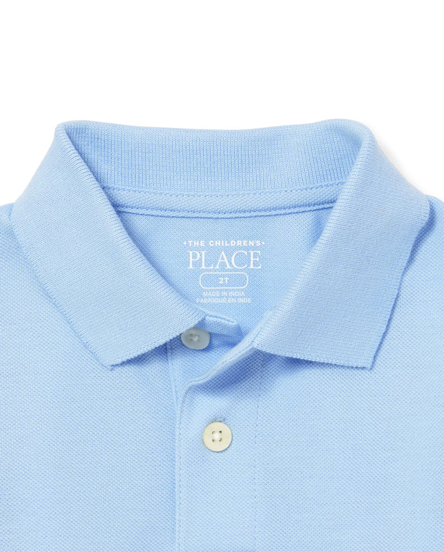 The Children's Place Baby Boys' and Toddler Long Sleeve Pique Polo Shirt, Brook Single, 9-12 Months