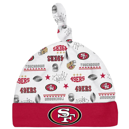NFL San Francisco 49Ers Juego de regalo de 3 piezas: body, pijama con pies y gorro para bebé, rojo San Francisco 49Ers Nuevo, 0-3 meses