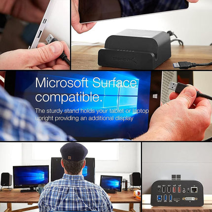 SABRENT Docking Station With Power Supply and Stand for PC and Laptops, Dual Video Outputs (HDMI and DVI), Ethernet Adapter, Audio, 4 USB 3.2 Ports, 2 USB Fast Charging Ports