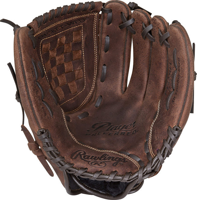 Gant de baseball Rawlings Player Preferred, régulier, modèle baseball/softball, panier de sangle, 12-1/2 pouces