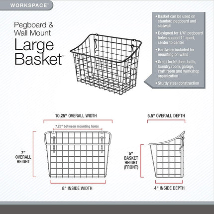 Spectrum Diversified Mount Basket, Steel, Industrial Gray, 10" L x 7" W