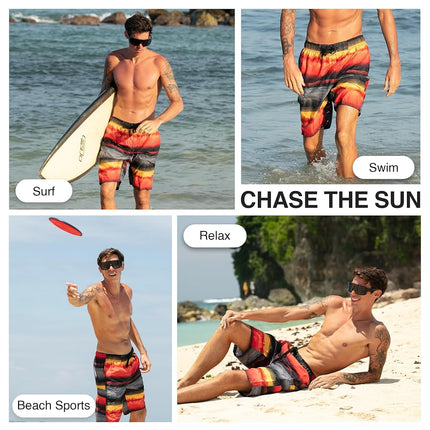 Kanu Surf Men's Apollo Swim Trunks (Regular & Extended Sizes), Nova Black/Red, Medium