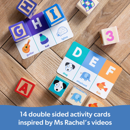 Melissa & Doug Ms. Rachel Bloques de Aprendizaje de Letras, Números y Juegos | Juguetes Educativos para Niños | Más de 18 meses - Certificado FSC