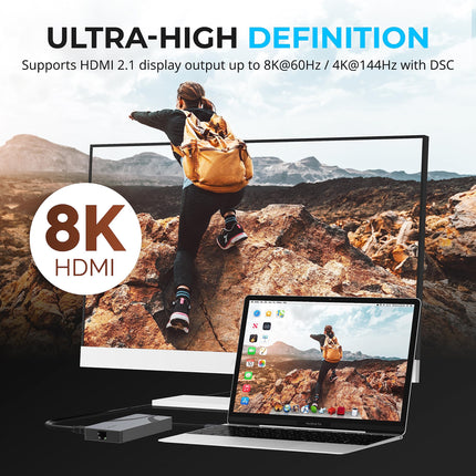 SABRENT USB C Dock (6-in-1) Lightning Fast Ethernet 2.5Gbps, USB 4 Hub 10Gbps Laptop Dock Charger 100W PD 3.0, USB C Hub with HDMI 2.1 Supporting 8K@60Hz/4K@144Hz (DSC enabled) Monitors, (HB-U4HP)
