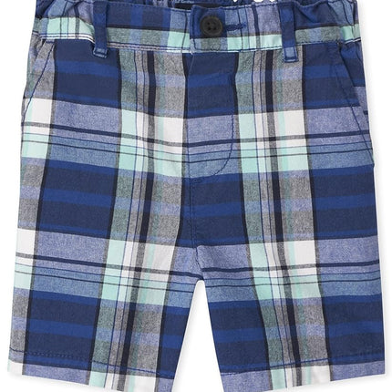 The Children's Place Short chino bébé garçon, motif écossais bleu, 9-12 mois