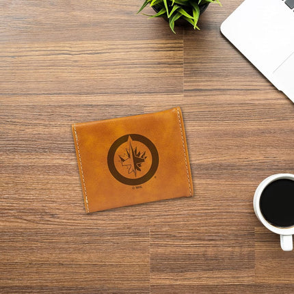 Rico Industries Laser Engraved Trifold Wallet, Winnipeg Jets, Brown, 3.25 x 4-