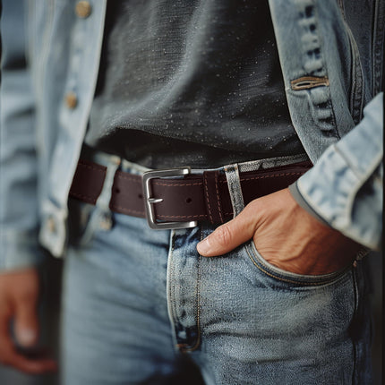Cinturón de cuero Wrangler para hombre, cinturón casual de diario para vaqueros, marrón, 36 (cintura 33-34)