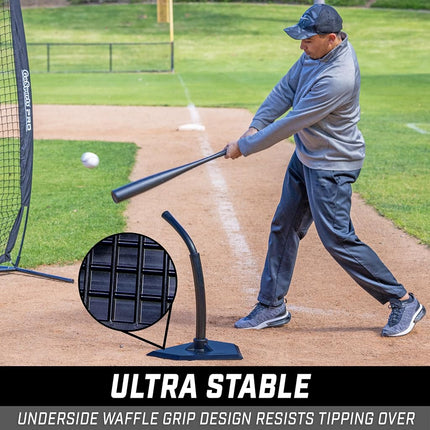 GoSports Baseball & Softball Batting Tee - Adjustable Rubber Hitting Tee for All Leagues and Skill Levels