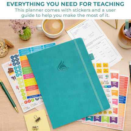 Clever Fox Teacher Planner – School Year Planner with Calendars & Lesson Plans – Book for Classroom & Homeschool Organization, A4 (Turquoise)