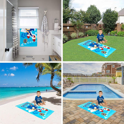 Franco Kids Super Soft Cotton Beach Towel, 28 in x 58 in, Sonic The Hedgehog