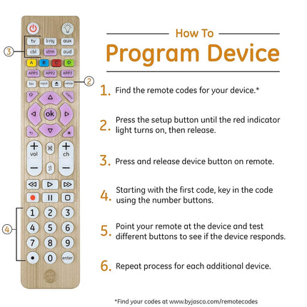 GE 4-Device Universal Remote Control - Backlit Buttons, Samsung, LG, Vizio, Sony, Roku & Apple TV Replacement, Silver, 48844