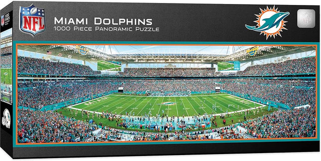 Masterpieces 1000 Piece Jigsaw Puzzle - NFL Miami Dolphins Panoramic Wall Art Decor - 13"x39" - Ages 13+