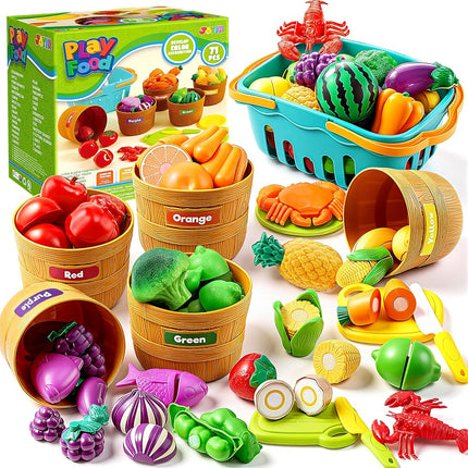 JOYIN 69-Piece Montessori Play Food Set- Cutting F