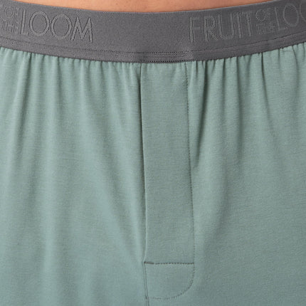 Fruit of the Loom mens 360 Stretch Short Sleeve V-neck Top and Short Sleep Pajama Set, Green, S