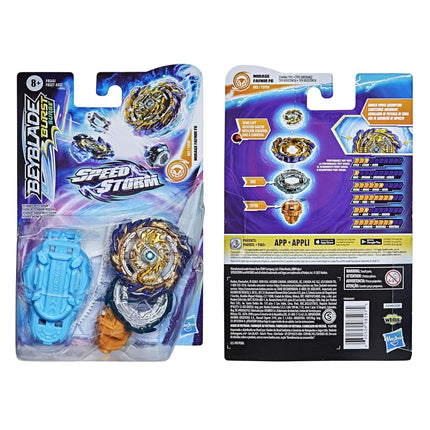 Beyblade Hasbro Burst Surge: Speedstorm Starter Pack Mirage Fafnir F6 con lanzador, dorado, pequeño