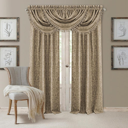 Elrene Home Fashions 20862ELR Antonia Blackout Rod Pocket/Back Tab Window Curtain Panel,Taupe,52" X 108