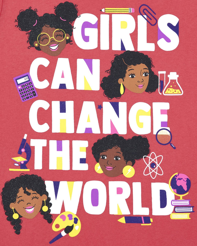 Lot de 2 t-shirts graphiques à manches courtes The Children's Place pour filles, « Girls Can Change the World/Readers Become Leaders », taille XXG