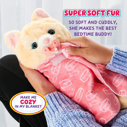Little Live Pets Cozy Dozys Ginger The Pet Cat Toy, Interactive Plush Electronic Cat with 25+ Sounds, Soft Bedtime Kitty Toys for Kids of Ages 4+