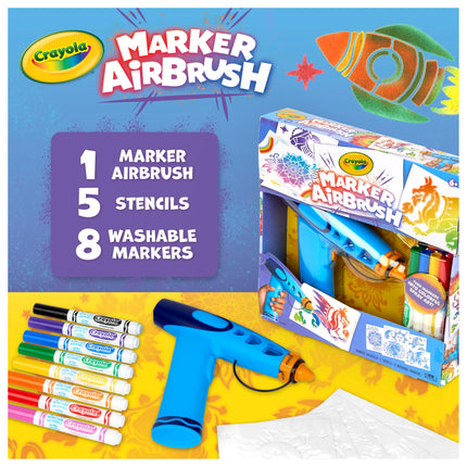 Crayola Kit Aerógrafo con Rotuladores para Niños, Set de Arte DIY con Rotuladores, No Requiere Pilas, Juguetes para Niños, Regalo para Niños y Niñas, 6+