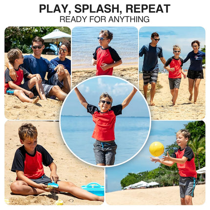 Kanu Surf Big Boys' Contrast Swim Shirt, Red, X-Large (14/16)