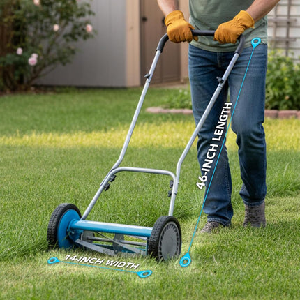 American Lawn Mower Company 2205-14 14 Inch 5-Blade Push Roller Lawnmower, U-Handle