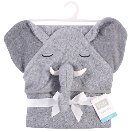 Hudson Baby Unisex Baby Cotton Animal Face Hooded Towel, Tusks Elephant, One Size
