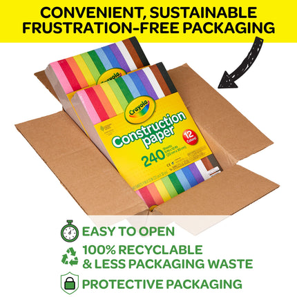 Crayola Construction Paper, 480 Count, 2-Packs of 240 Each, 10, Great for Arts & Crafts, Home or School Projects