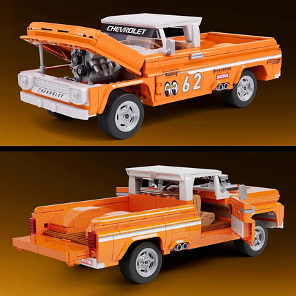 Mattel Brick Shop Hot Wheels Elite Series Building Set, Custom ’62 Chevy Pickup with 858 Pieces, Realistic Details and Custom Decals, Adult Collectors and Kids Ages 10+