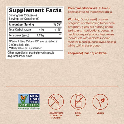 Natures Way Fenugreek Seed, 610 milligrams Per Cap, 180 Vegetarian Capsules