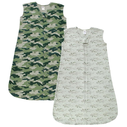 Gigoteuse sans manches thermique bébé unisexe Hudson Baby, lot de 2, dinosaure sauge, 0-6 mois