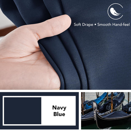 Deconovo Rod Pocket and Back Tab Blackout Curtains for Living Room, Thermal Insulated Room Darkening Curtains, 42x95 Inch, Navy Blue, 2 Panels