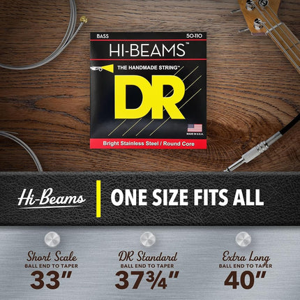 DR MR-45 Strings HI-BEAM™ - Stainless Steel Bass Strings: Medium 45-105, silver