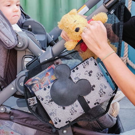 J.L. Childress Disney Baby Side Sling Cargo Net, organizador y almacenamiento para cochecito, Mickey Negro