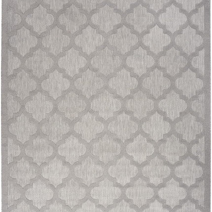 Alfombra de área Nourison Easy Care Moroccan para interior/exterior gris plateado de 2,13 m x 3,05 m