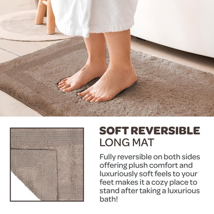 Bedford Home 100 Percent Cotton Reversible Long Bath Rug - Taupe - 24x60