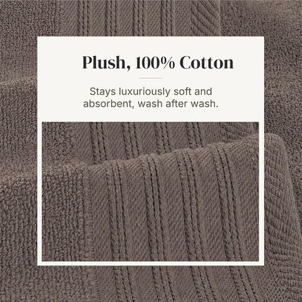 Modern Threads 6 Piece Set, 2 Bath Towels, 2 Hand Towels, 2 Washcloths Yarn Dyed Diamond Gate Jacquard Towel Set Taupe