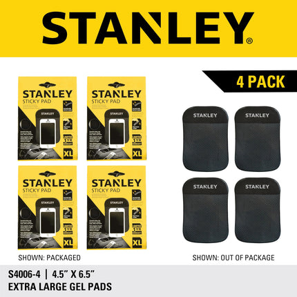 STANLEY S4006 Almohadilla de gel antideslizante extrafuerte de 4.5" x 6.5" para salpicadero para teléfono móvil, tableta, GPS, llaves o gafas de sol, paquete de 4