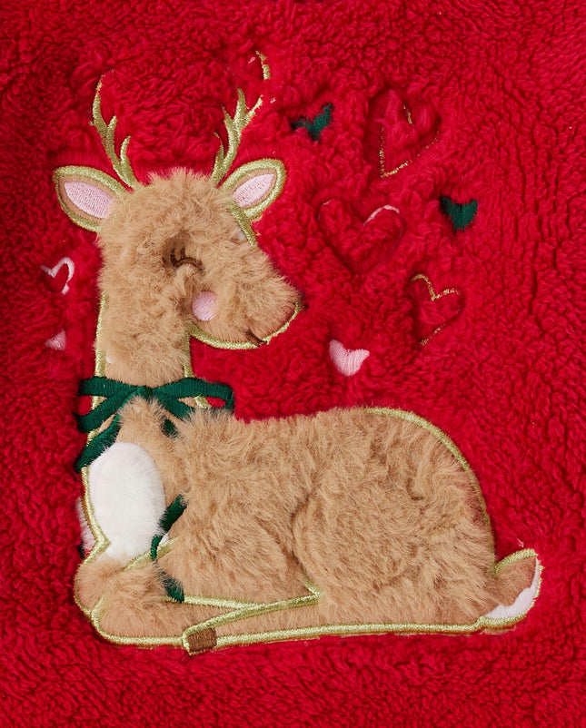The Children's Place baby-girls And Toddler Long Sleeve Active Shirt and Pant, 2 Piece Outfit, Holiday Reindeer Sherpa, 12-18 Months