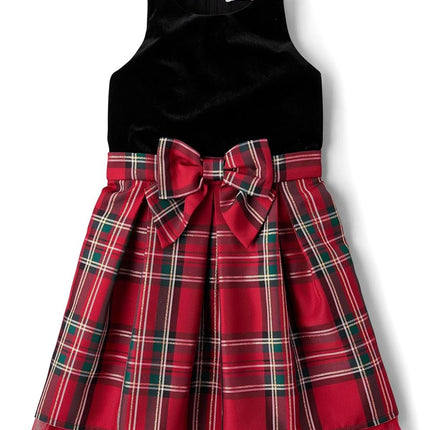 The Children's Place Vestidos elegantes sin mangas para niñas, Velour a cuadros rojos clásico, 16, Velour a cuadros rojos clásico, 16