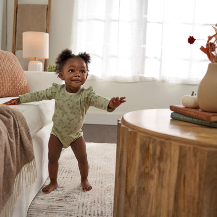 Gerber Baby Girls' 2-Pack Long Ruffle Sleeve Onesies, Mushrooms, 6-9 Months