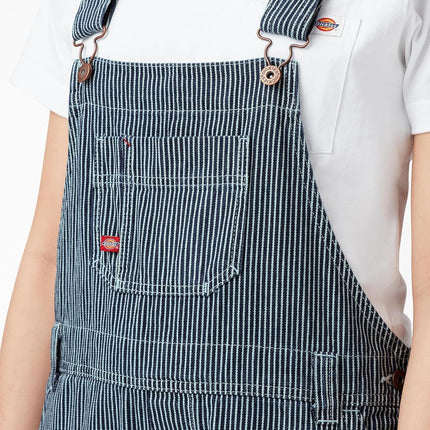 Dickies Women's Denim Bib Overall, Rinsed Hickory Stripe, X-Small
