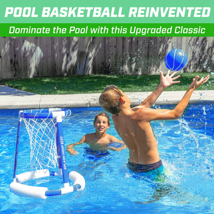 GoSports Splash Hoop 360 Juego de baloncesto flotante para piscina - Incluye aro, 2 balones y bomba - Azul