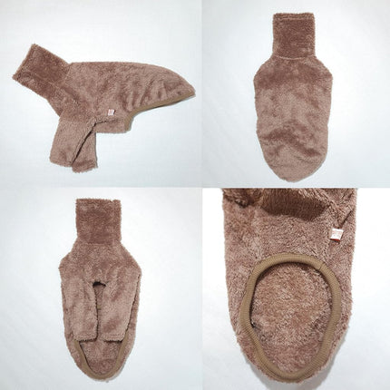 D Doggy Star Italian Greyhound Clothes Warm Fleece Sweater T Shirts Whippet for Dogs (L,Fleece Beige)