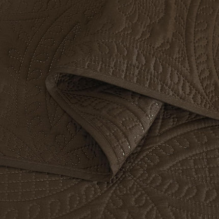 Chezmoi Collection Austin 3-Piece Oversized Bedspread Coverlet Set (Queen, Chocolate), Polyester