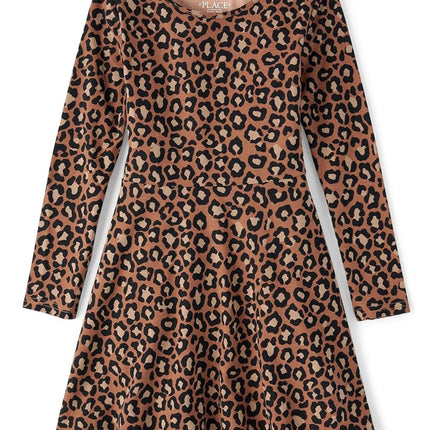 The Children's Place Baby Girls' Candy Cane Skater Dress 2 Pack, Cheetah Print, XX-Large