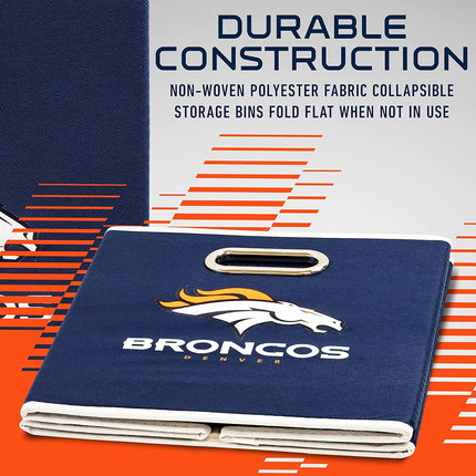 Franklin Sports NFL Denver Broncos Collapsible Storage Bin NFL Folding Cube Storage Container Fits Bin Organizers Fabric NFL Team Storage Cubes One Size