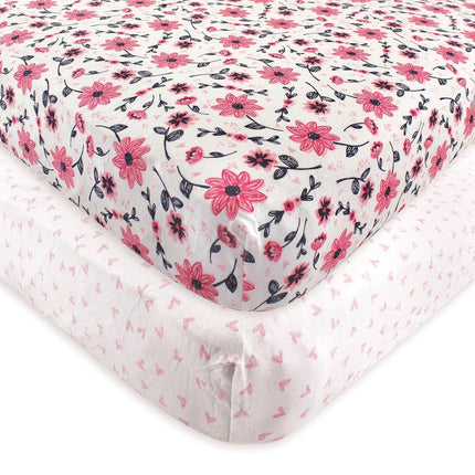 Hudson Baby 2 Piece Cotton Fitted Crib Sheet, Botanical, One Size
