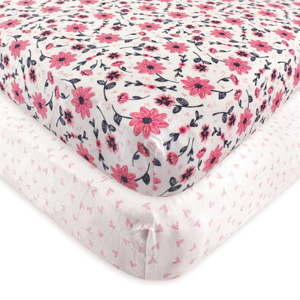 Hudson Baby 2 Piece Cotton Fitted Crib Sheet, Bota