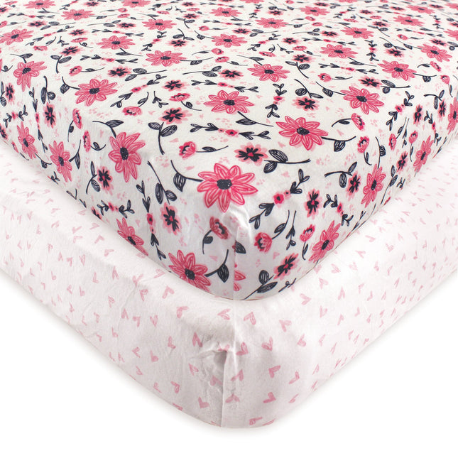 Hudson Baby 2 Piece Cotton Fitted Crib Sheet, Bota